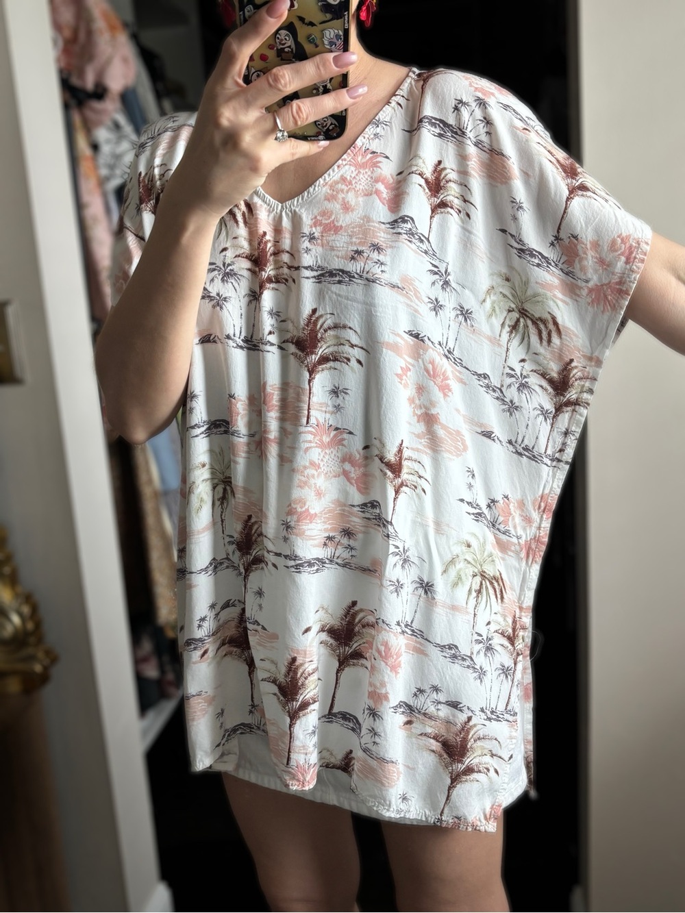 Surf Gypsy Tropical Print V-Neck Tunic Sz S - Picture 2 of 8